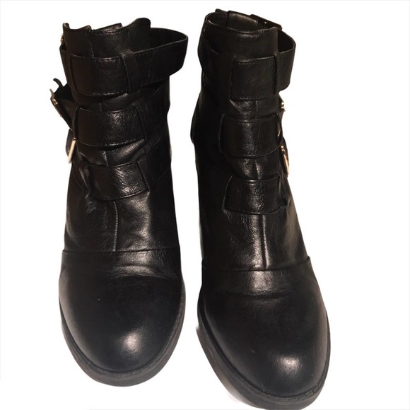 Steve Madden booties Repp black leather 3 buckles … - Picture 5 of 10